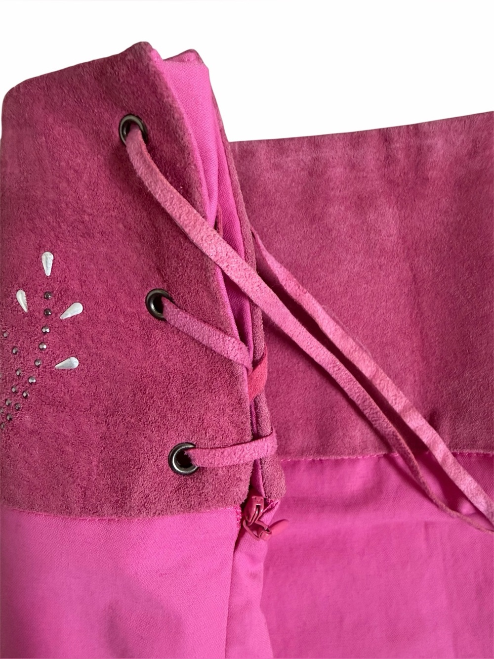Guess Collection Y2K Vintage Pink Lace Up Suede Micro Mini Skirt Women’s Size 6 - Picture 4 of 11